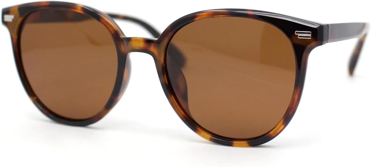 SA106 Mens Polarized Hipster Round Horn Rim Plastic Sunglasses