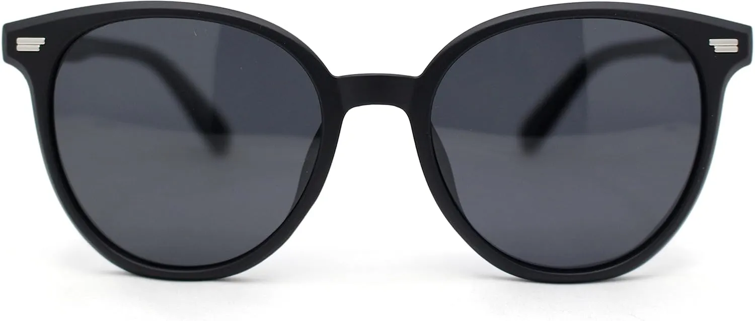 SA106 Mens Polarized Hipster Round Horn Rim Plastic Sunglasses