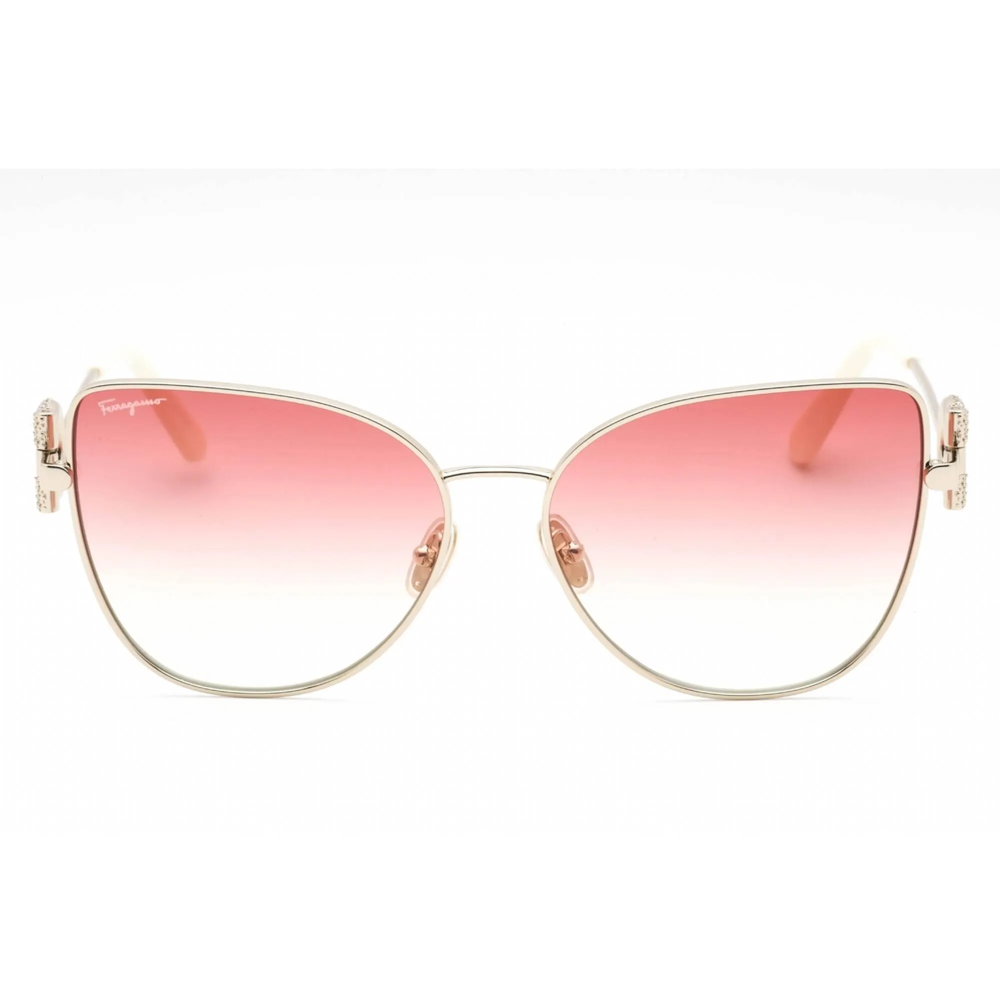Salvatore Ferragamo Women's Sunglasses - Gold Metal Cat Eye Shape Frame | SF296SR 719