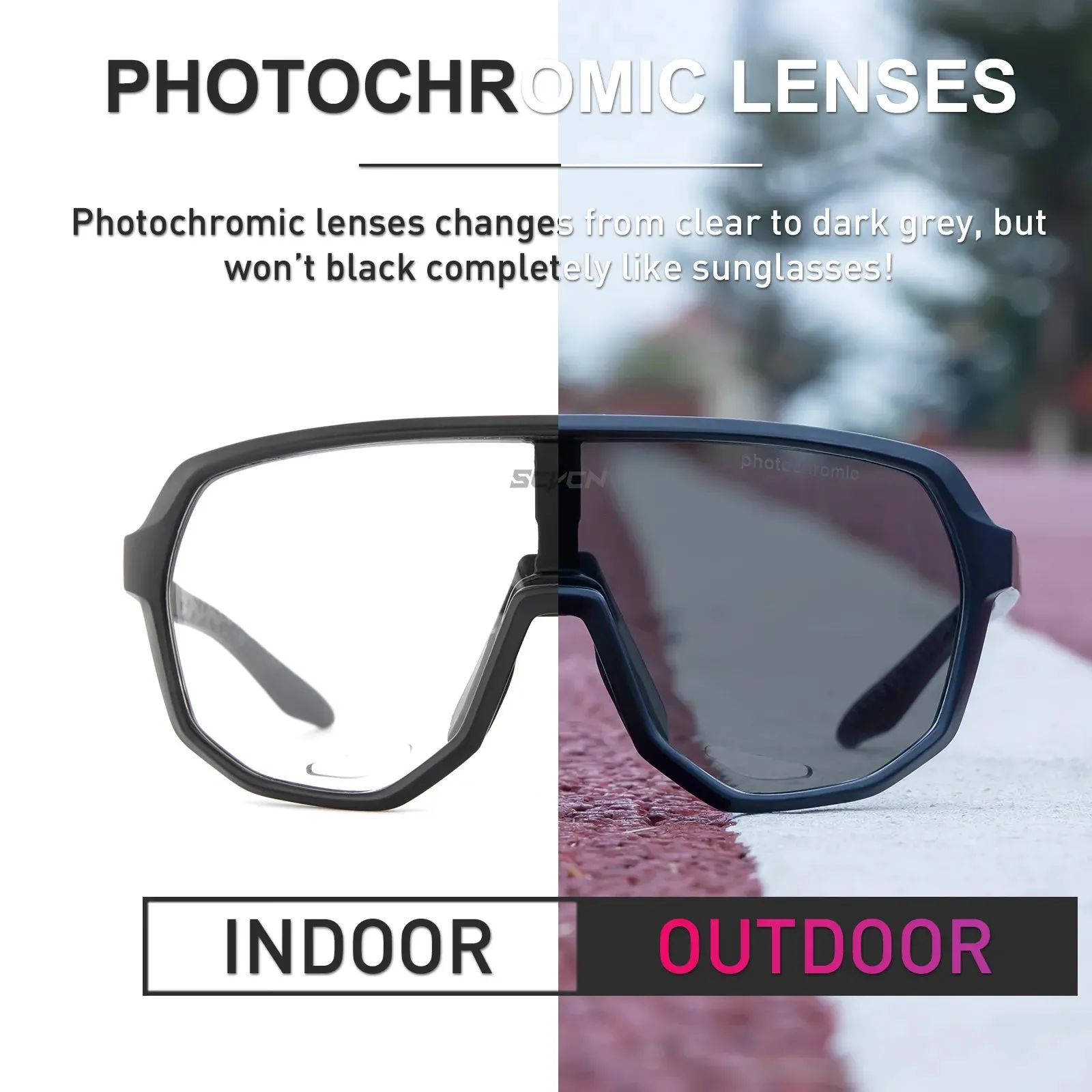 SCVCN Photochromic Glasses Cycling Sunglasses for Women Sports Running MTB Biking Eyewear Men Road Mountain Bike Bicycle Goggles