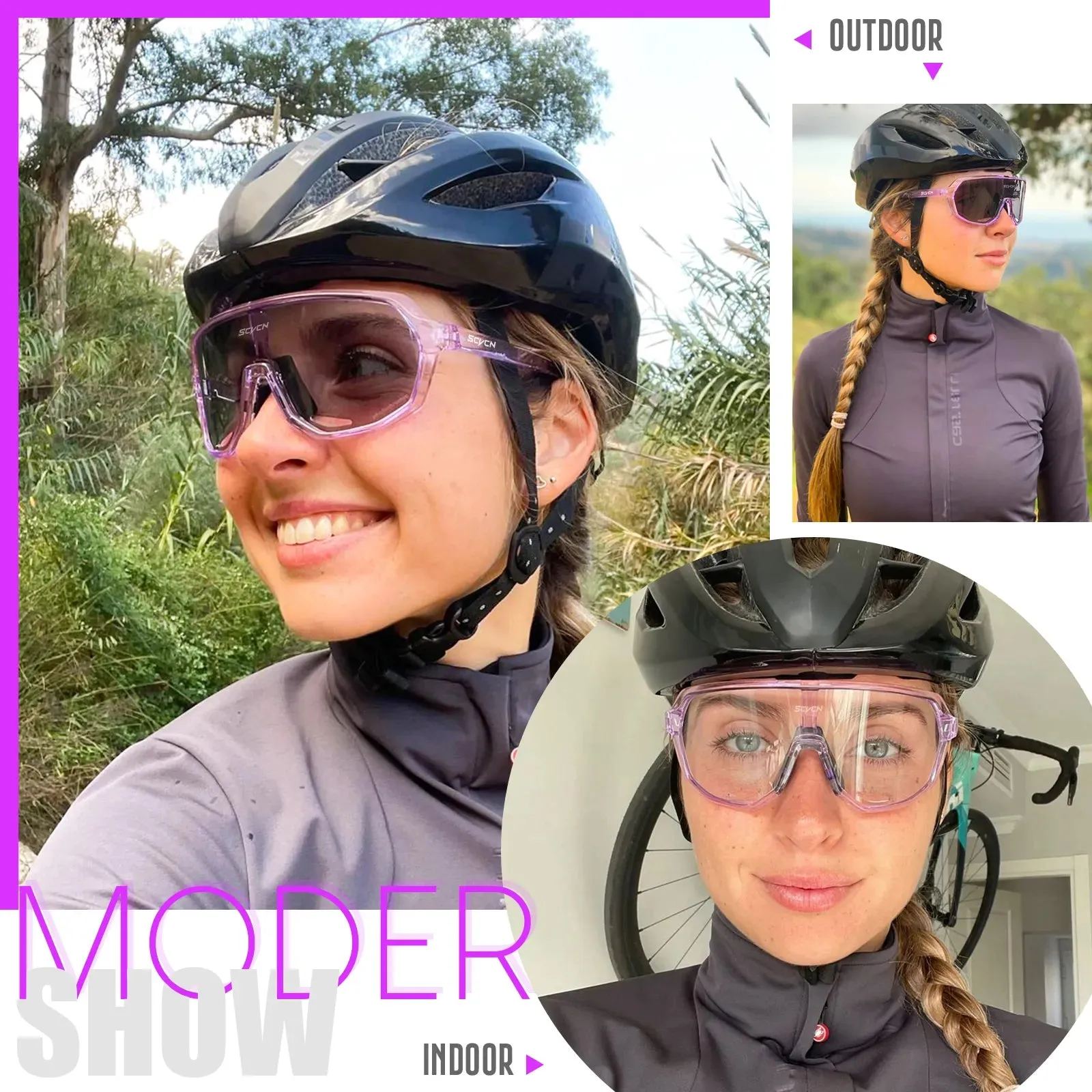 SCVCN Photochromic Glasses Cycling Sunglasses for Women Sports Running MTB Biking Eyewear Men Road Mountain Bike Bicycle Goggles