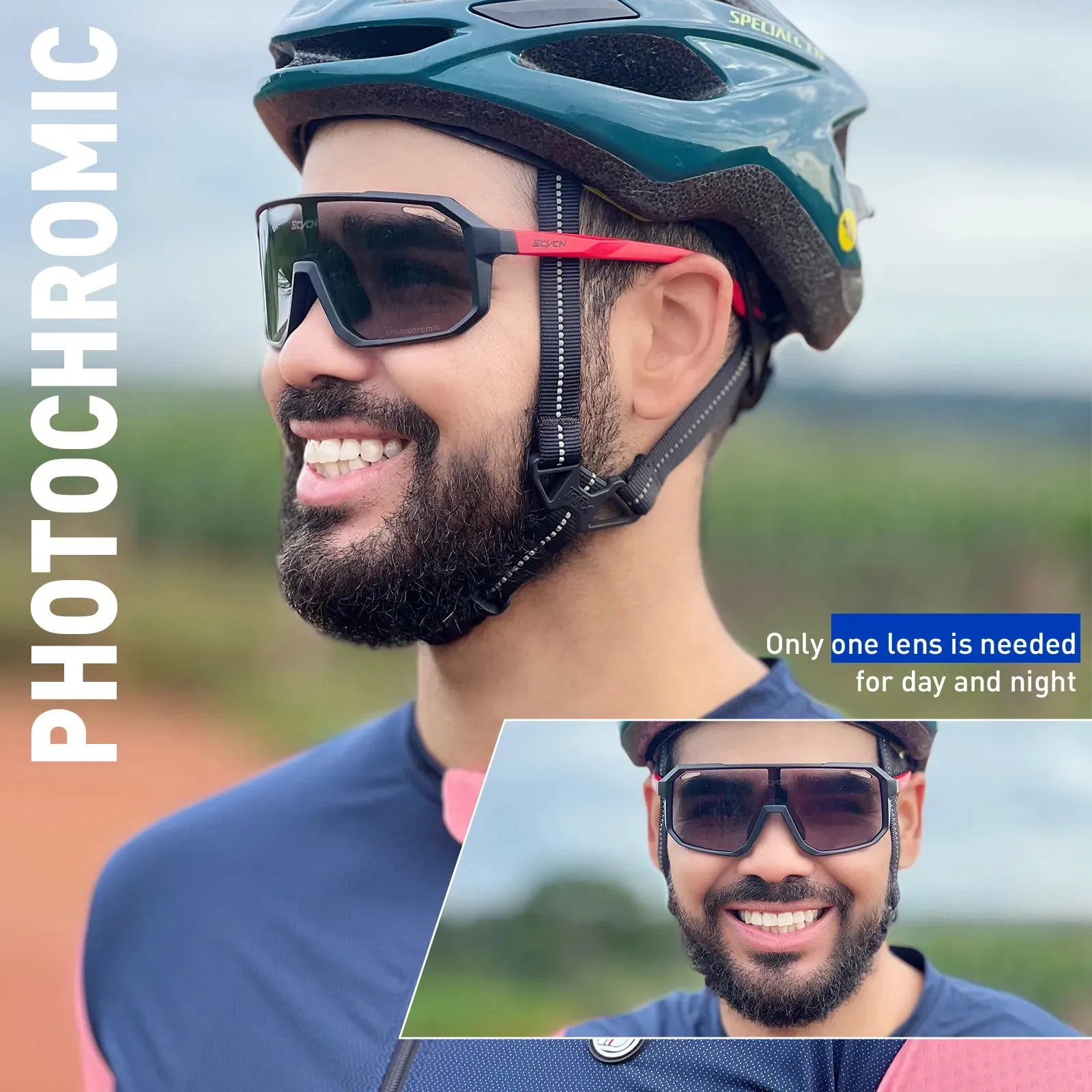 SCVCN Photochromic Glasses Cycling Sunglasses for Women Sports Running MTB Biking Eyewear Men Road Mountain Bike Bicycle Goggles