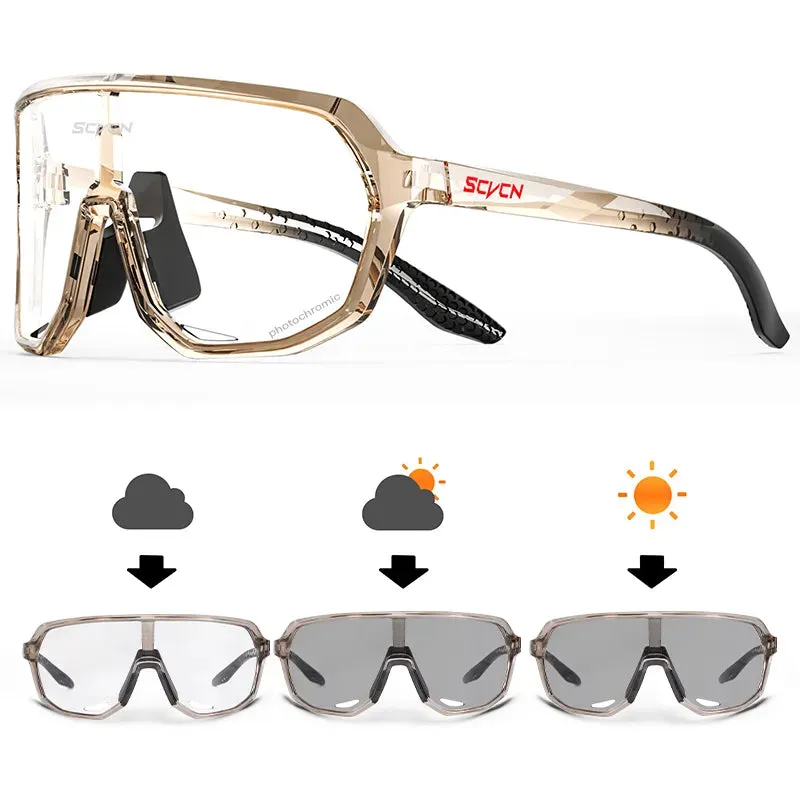 SCVCN Photochromic Glasses Cycling Sunglasses for Women Sports Running MTB Biking Eyewear Men Road Mountain Bike Bicycle Goggles