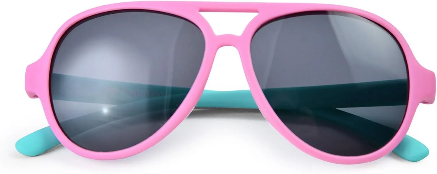 Silicone Polarized Sunglasses for Kids Aviators Boys Girls Children Age 3-8
