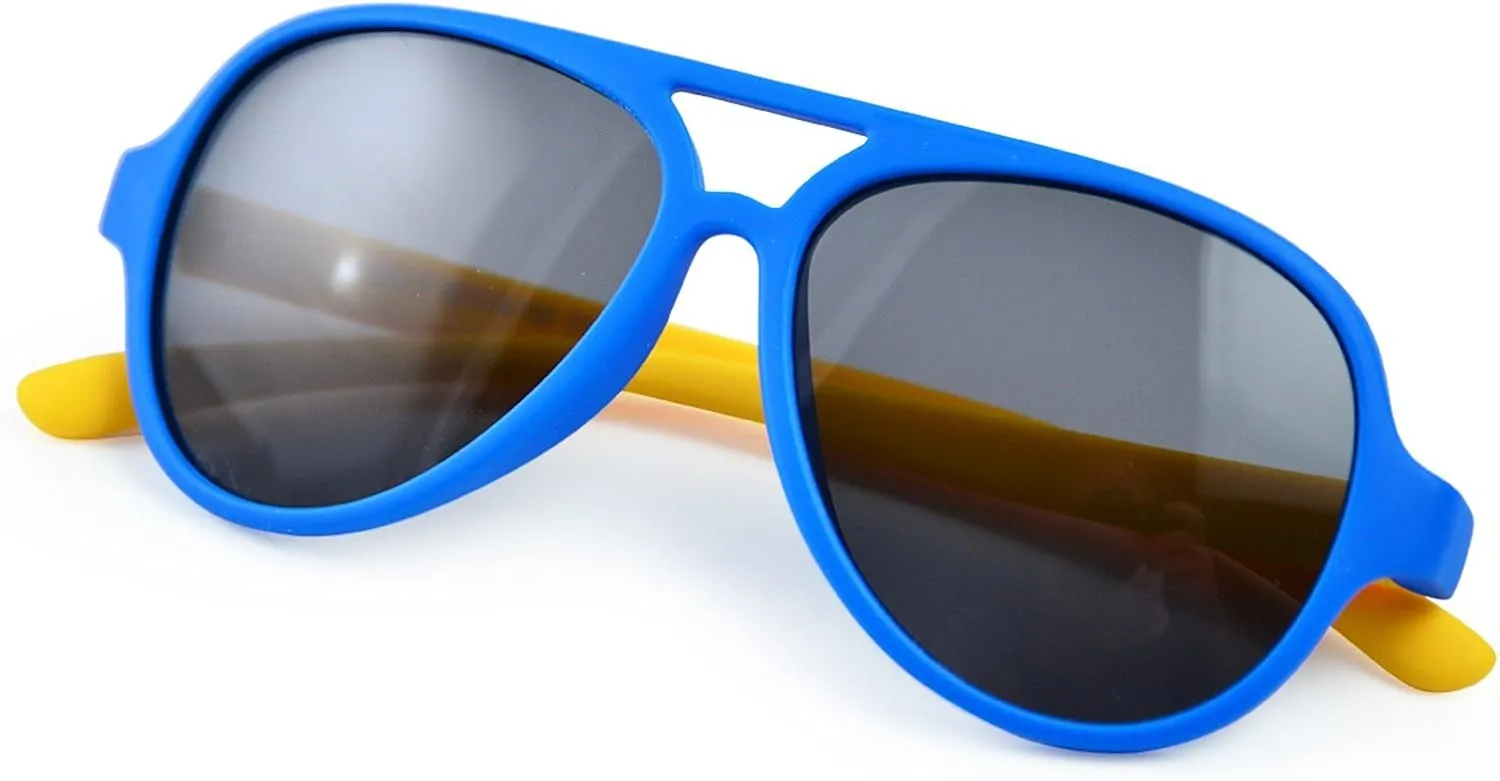 Silicone Polarized Sunglasses for Kids Aviators Boys Girls Children Age 3-8