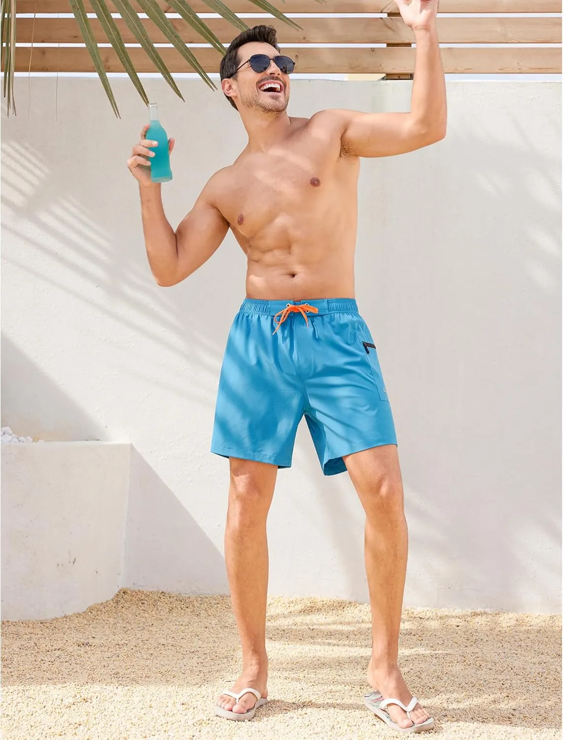 SILKWORLD Mens Swim Trunks 6" Quick Dry Bathing Suit Beach Swimming Shorts with Compression Liner and Zipper Pockets