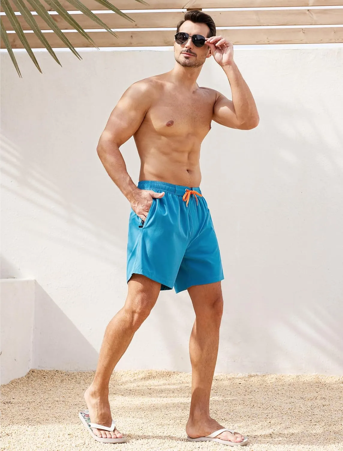 SILKWORLD Mens Swim Trunks 6" Quick Dry Bathing Suit Beach Swimming Shorts with Compression Liner and Zipper Pockets