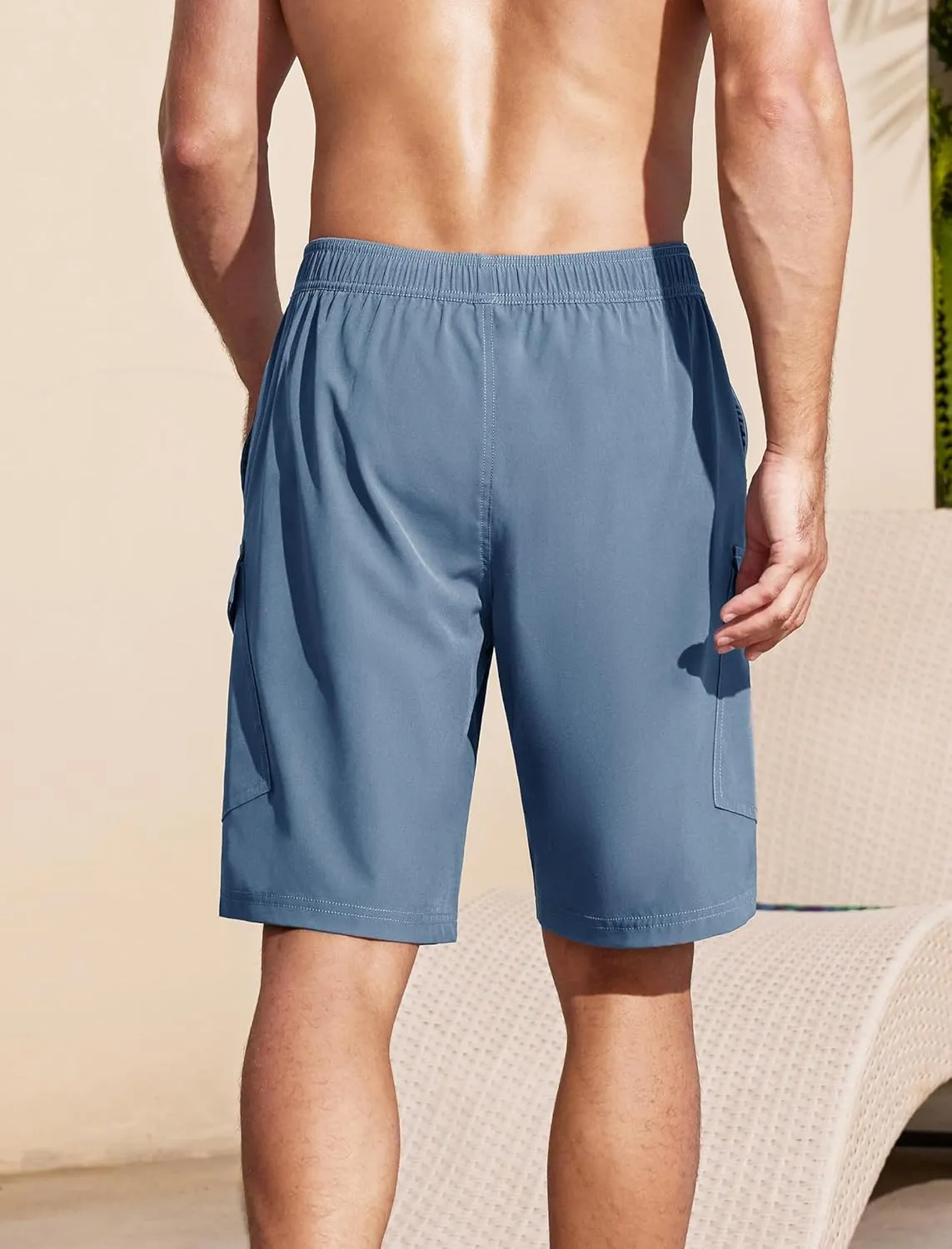 SILKWORLD Mens Swim Trunks with Compression Liner 9 Inch Bathing Suits Quick-Dry Swimmming Beach Shorts with Cargo Pockets