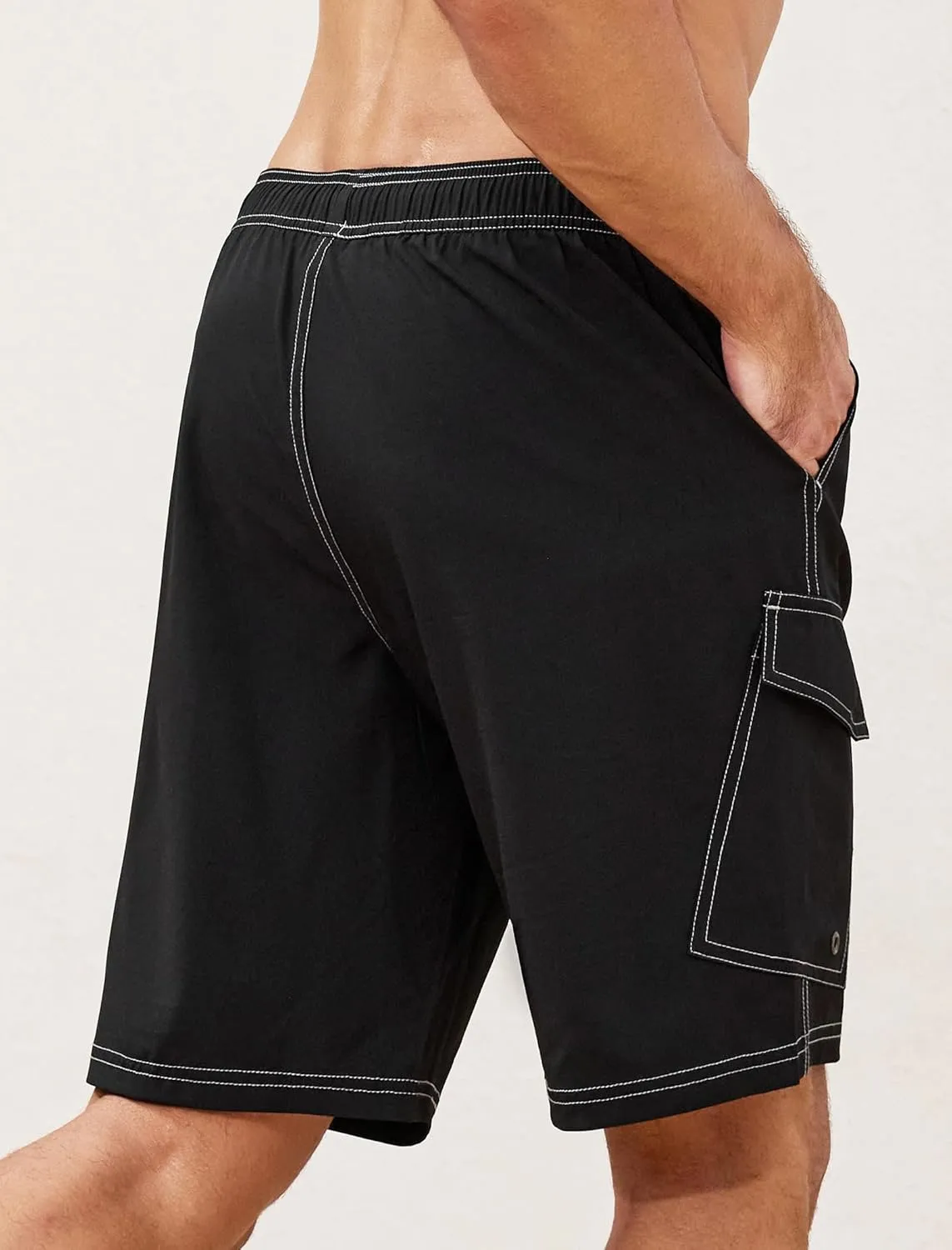 SILKWORLD Mens Swim Trunks with Compression Liner 9 Inch Bathing Suits Quick-Dry Swimmming Beach Shorts with Cargo Pockets