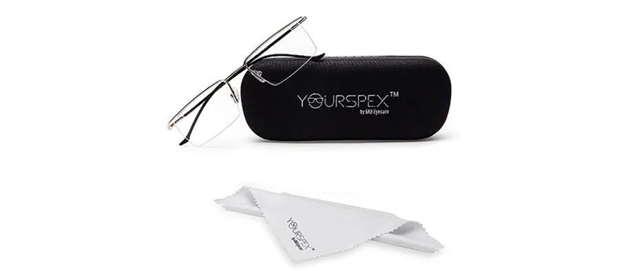 Silver Rectangular Half - Rim Metal Glasses Frames for Men