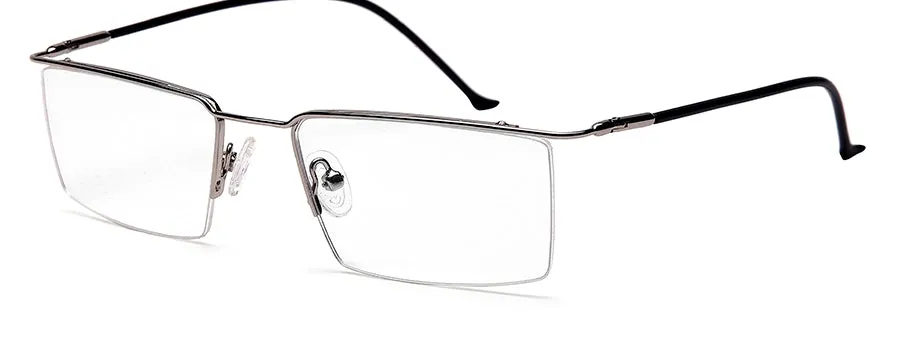 Silver Rectangular Half - Rim Metal Glasses Frames for Men