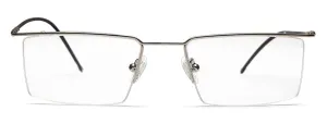 Silver Rectangular Half - Rim Metal Glasses Frames for Men