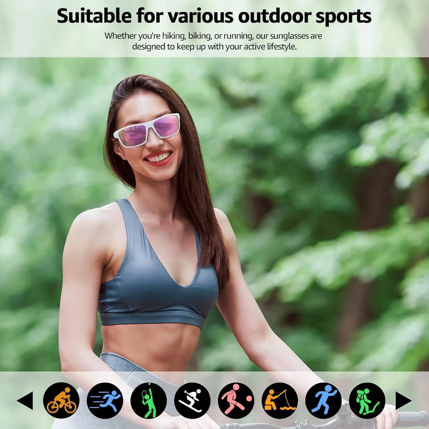 SIPHEW Womens Sports Sunglasses for Running Cycling, Polarized Wrap Around Lightweight Sun Glasses with UV400 Protection