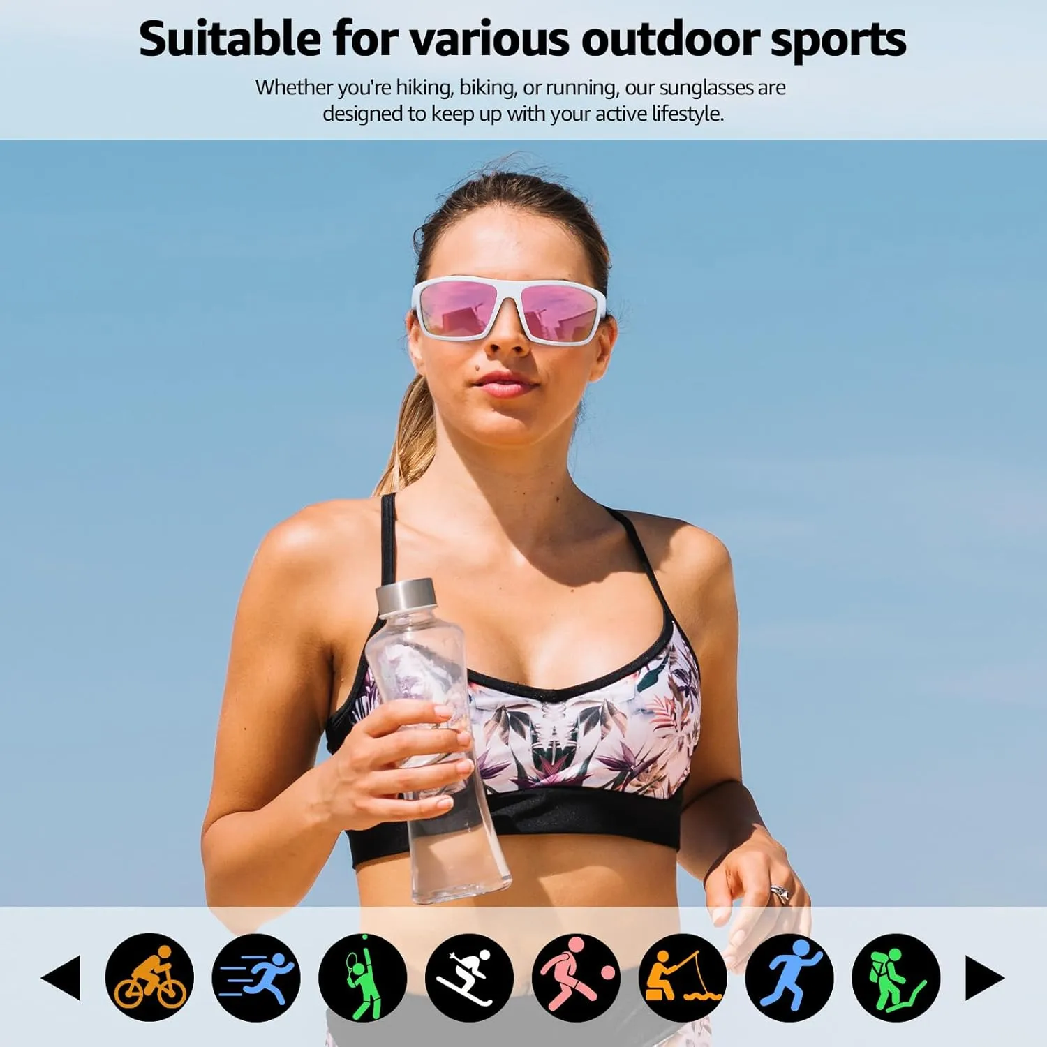 SIPHEW Womens Sports Sunglasses for Running Cycling, Polarized Wrap Around Lightweight Sun Glasses with UV400 Protection