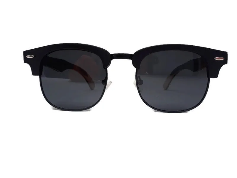 Skateboard Multi-Layer-Club Sunglasses, Gray Polarized Lenses, Wooden Case