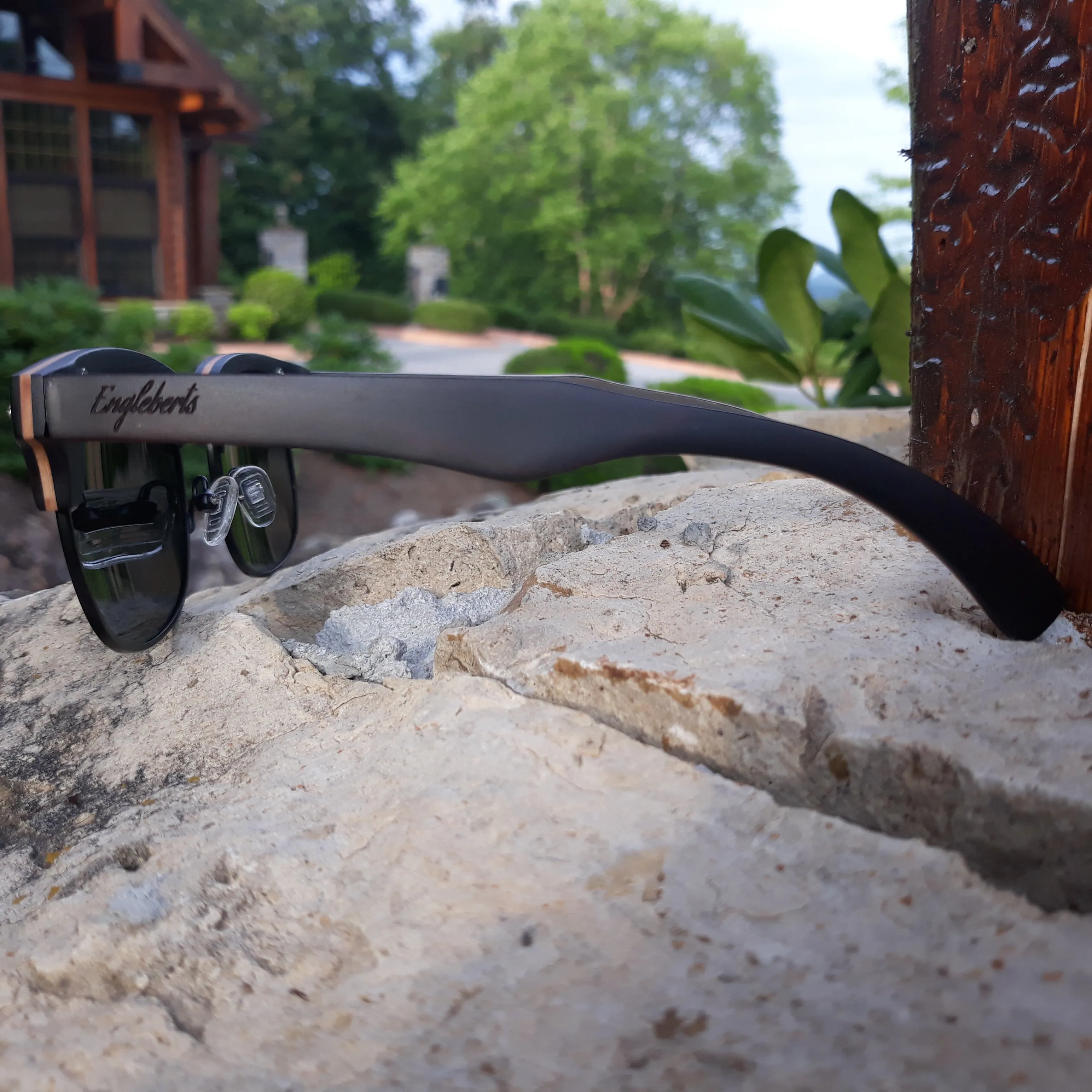 Skateboard Multi-Layer-Club Sunglasses, Gray Polarized Lenses, Wooden Case