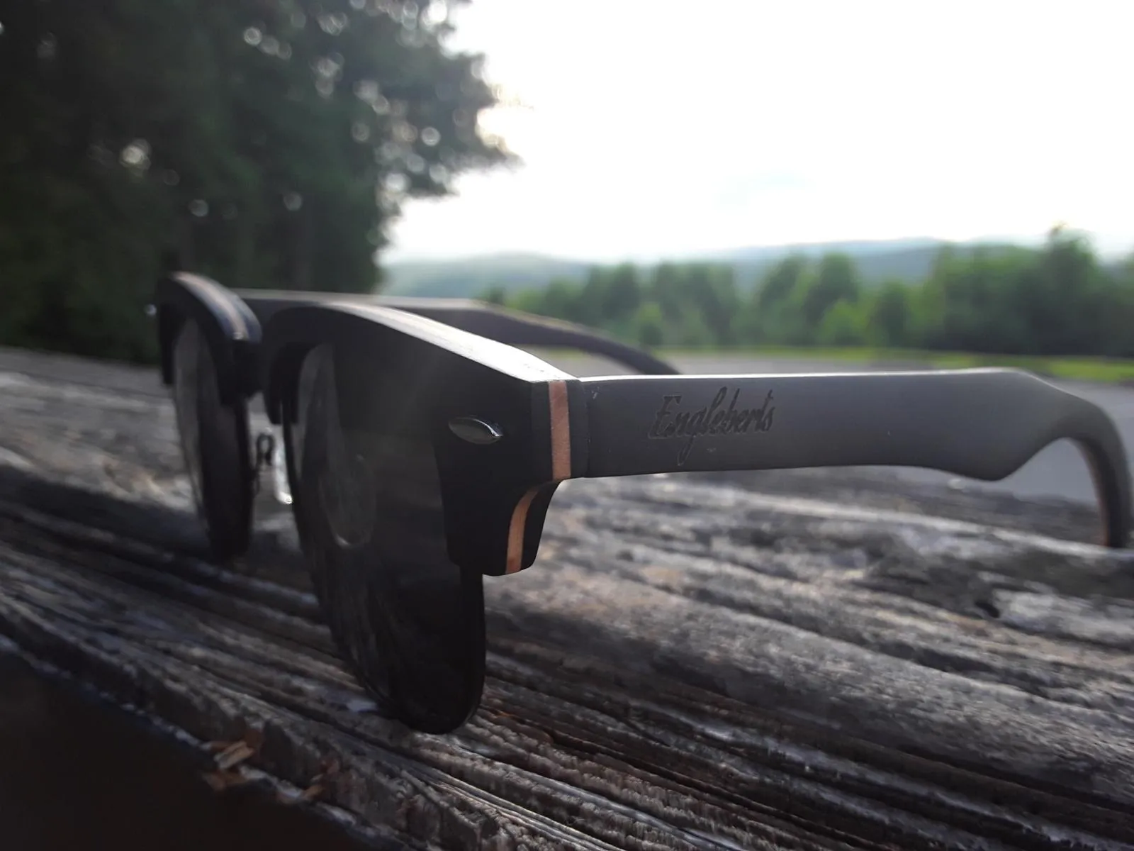 Skateboard Multi-Layer-Club Sunglasses, Gray Polarized Lenses, Wooden Case