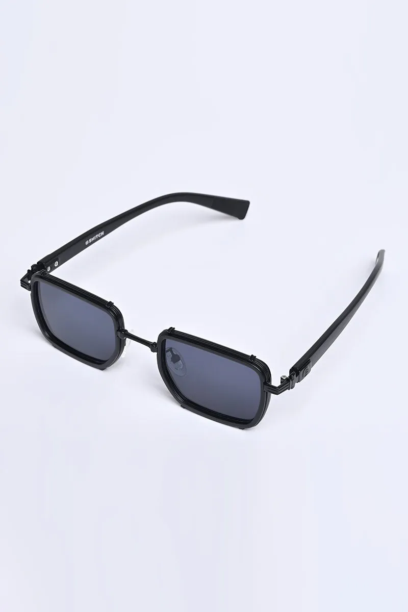 Sleek Rectangle Black Sunglasses