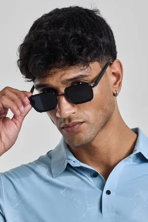 Sleek Rectangle Black Sunglasses