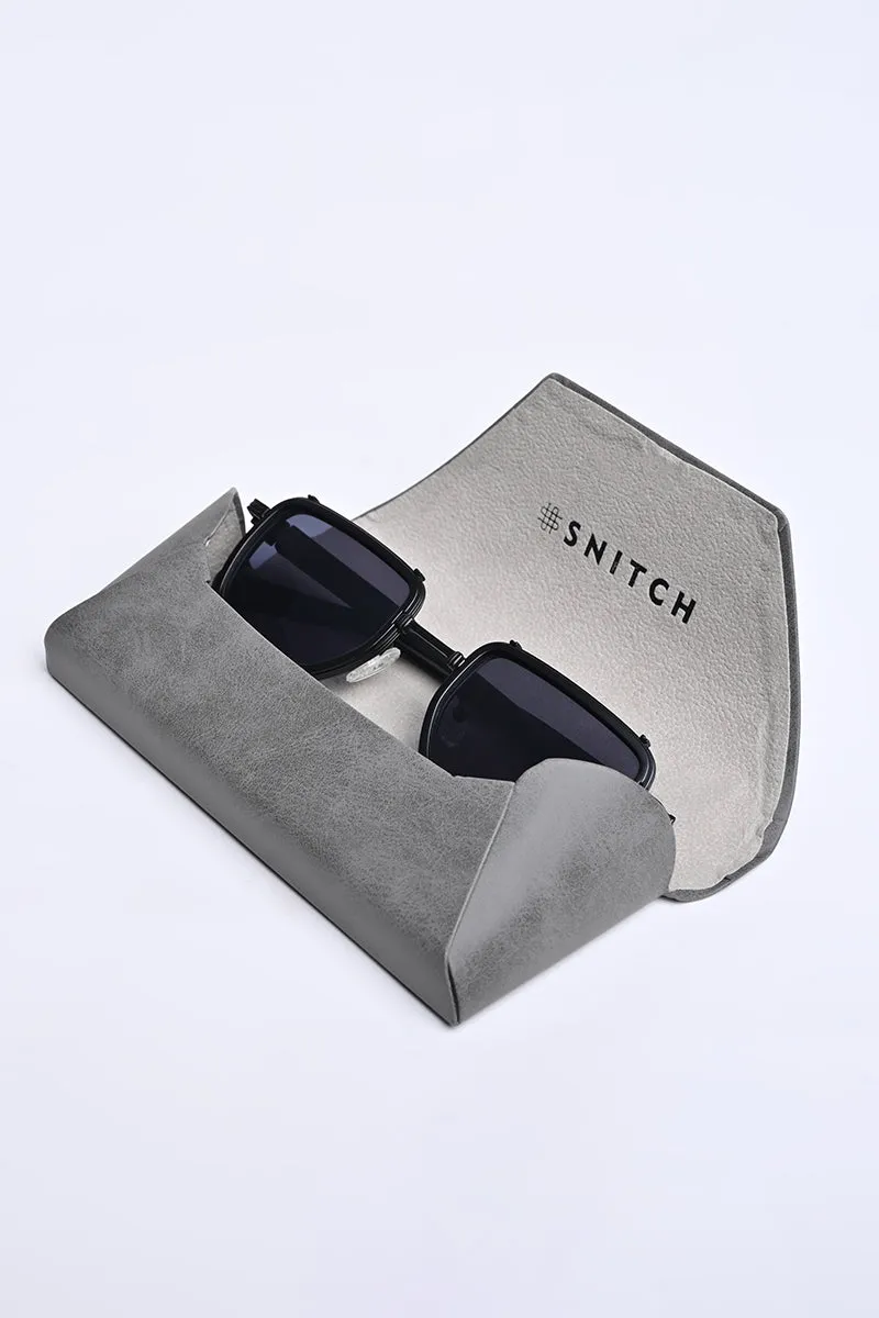 Sleek Rectangle Black Sunglasses