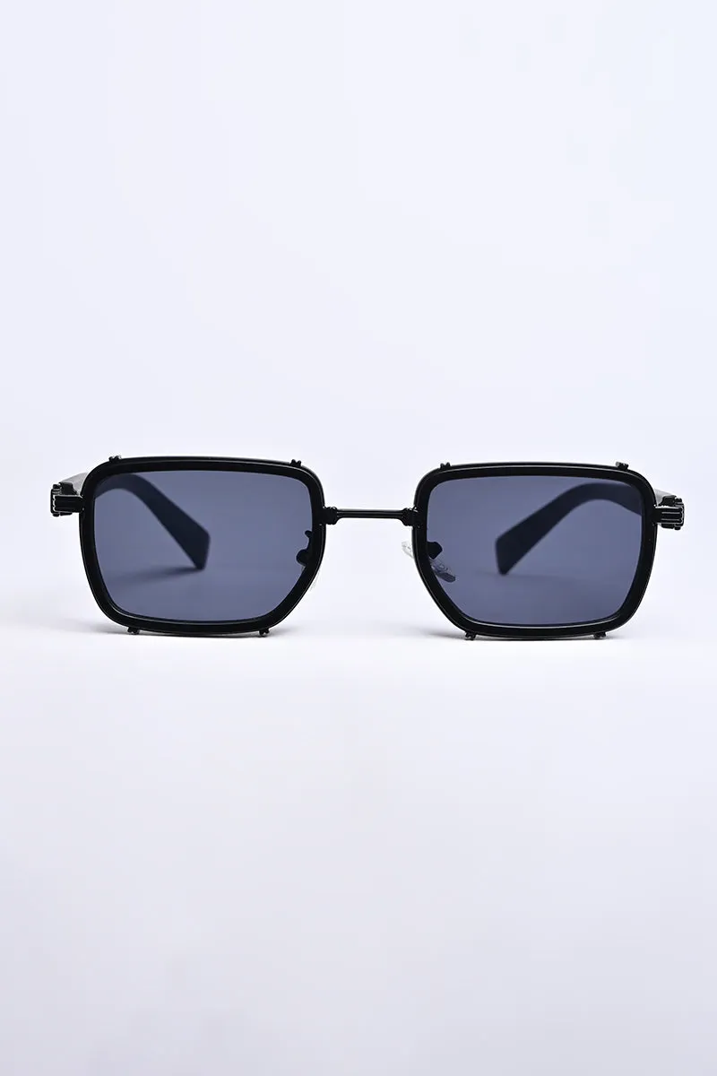Sleek Rectangle Black Sunglasses