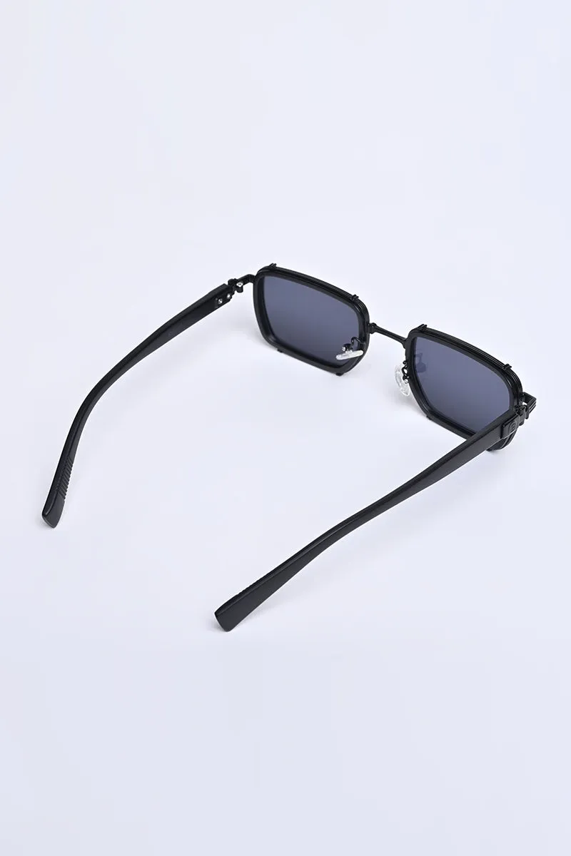 Sleek Rectangle Black Sunglasses