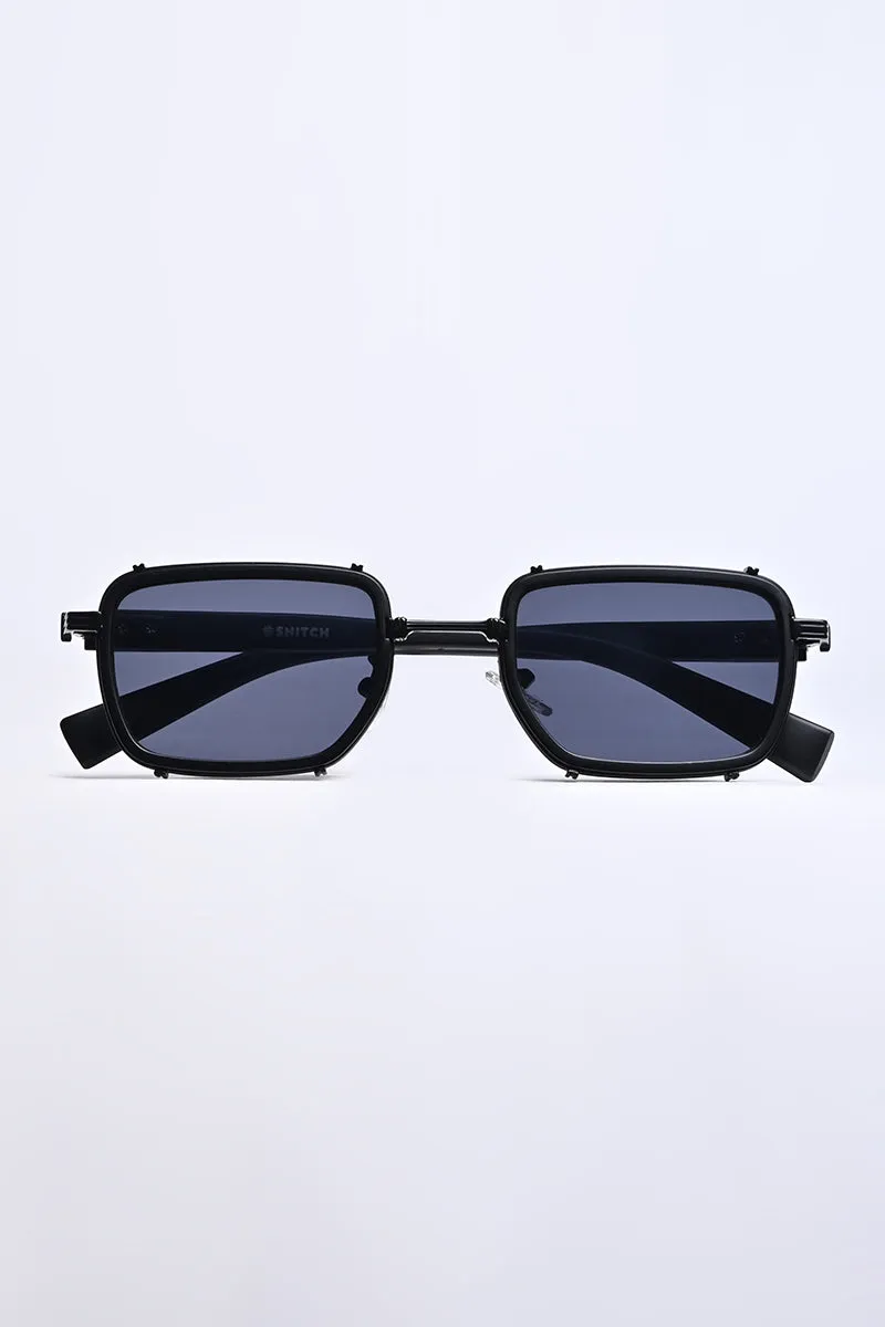 Sleek Rectangle Black Sunglasses
