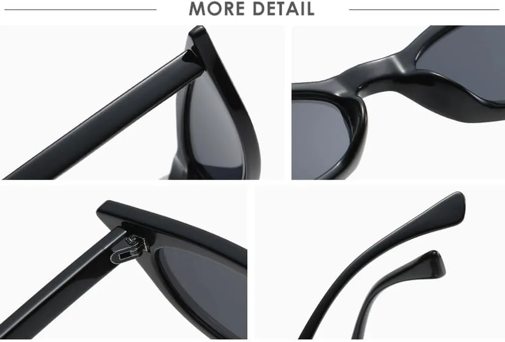 Small Cat Eye Sunglasses Women Vintage Rivet Narrow Triangle Sun Glasses Female Black Shades Streetwear Eyewear