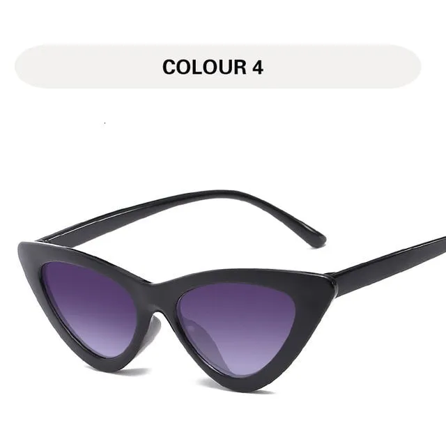 Small Triangular Vintage Style Mirror Gradient Cat Eye Sunglasses
