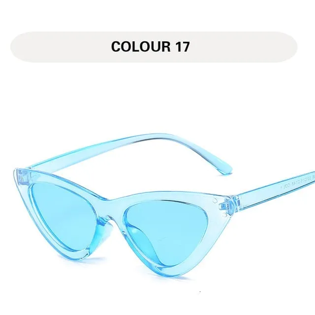Small Triangular Vintage Style Mirror Gradient Cat Eye Sunglasses