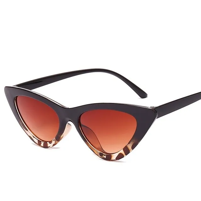 Small Triangular Vintage Style Mirror Gradient Cat Eye Sunglasses