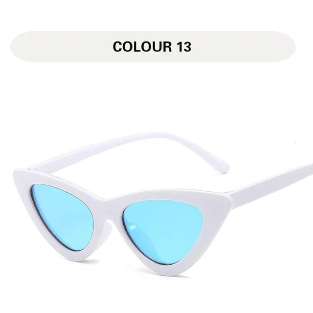 Small Triangular Vintage Style Mirror Gradient Cat Eye Sunglasses