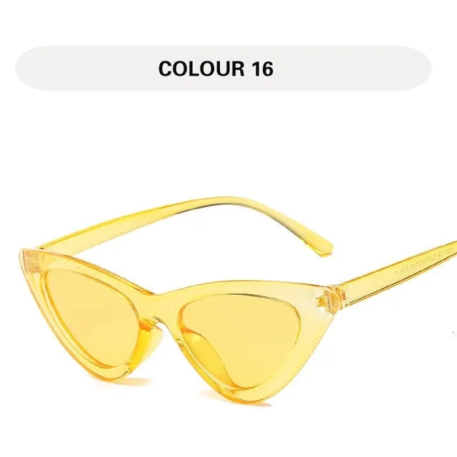 Small Triangular Vintage Style Mirror Gradient Cat Eye Sunglasses