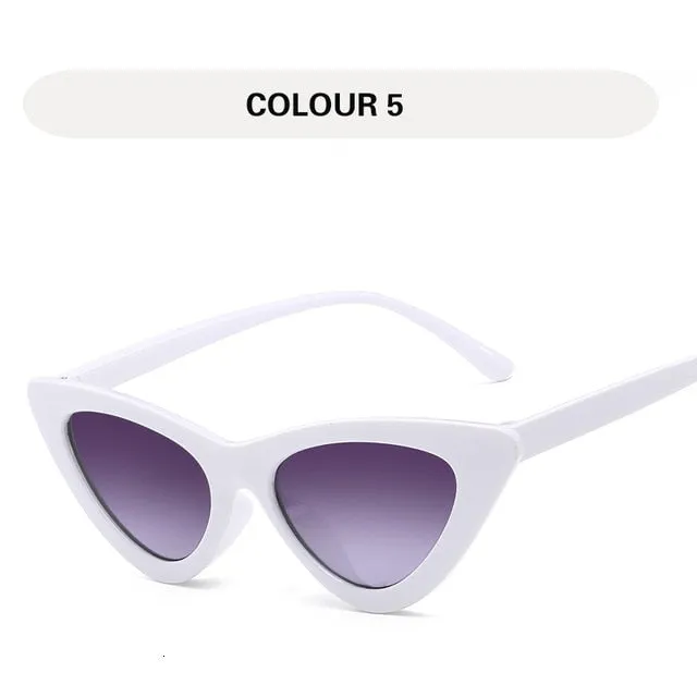 Small Triangular Vintage Style Mirror Gradient Cat Eye Sunglasses
