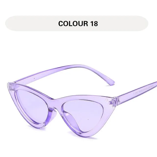 Small Triangular Vintage Style Mirror Gradient Cat Eye Sunglasses