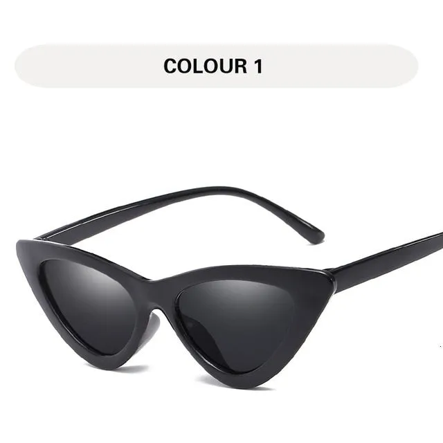Small Triangular Vintage Style Mirror Gradient Cat Eye Sunglasses