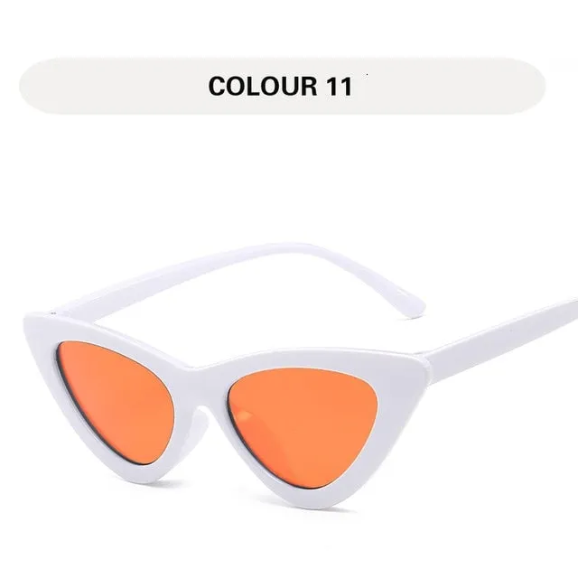 Small Triangular Vintage Style Mirror Gradient Cat Eye Sunglasses