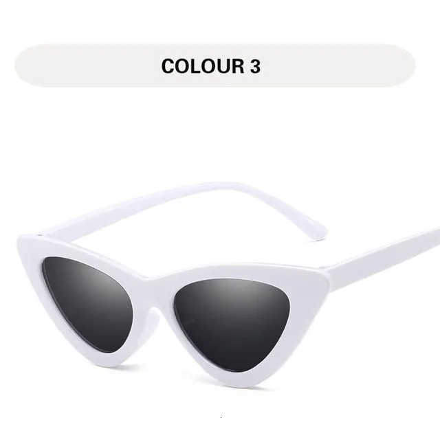 Small Triangular Vintage Style Mirror Gradient Cat Eye Sunglasses