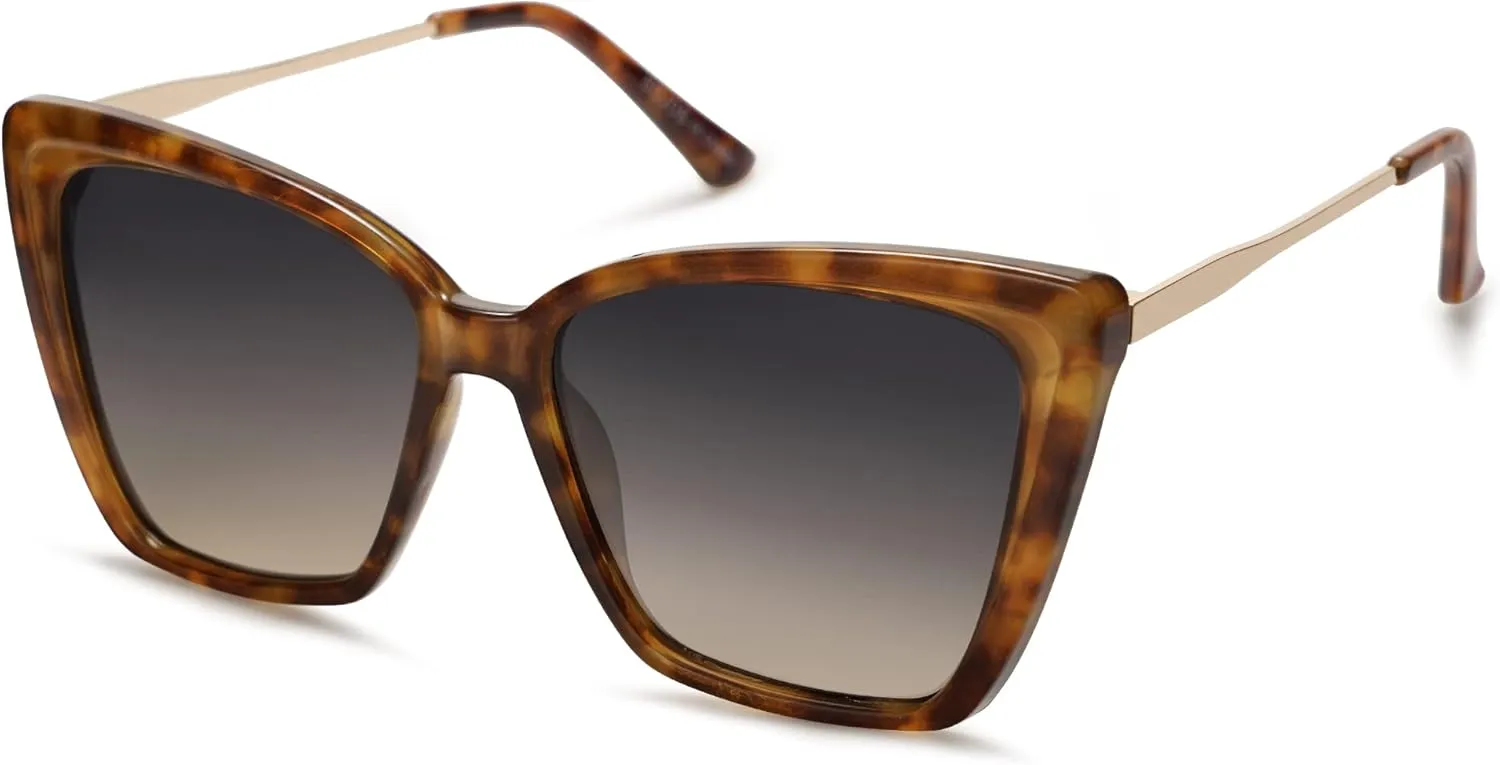 SOJOS Trendy Polarized Sunglasses For Women Retro Womens Oversized Square Cat Eye Sun Glasses UV Protection SJ2206