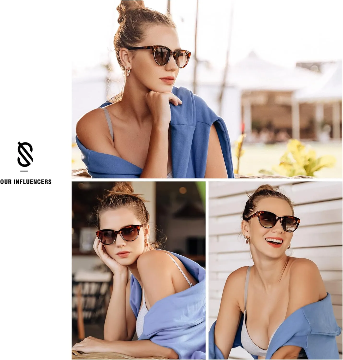 SOJOS Trendy Polarized Sunglasses for Women,Retro Cat Eye Womens Sun Glasses SJ2221