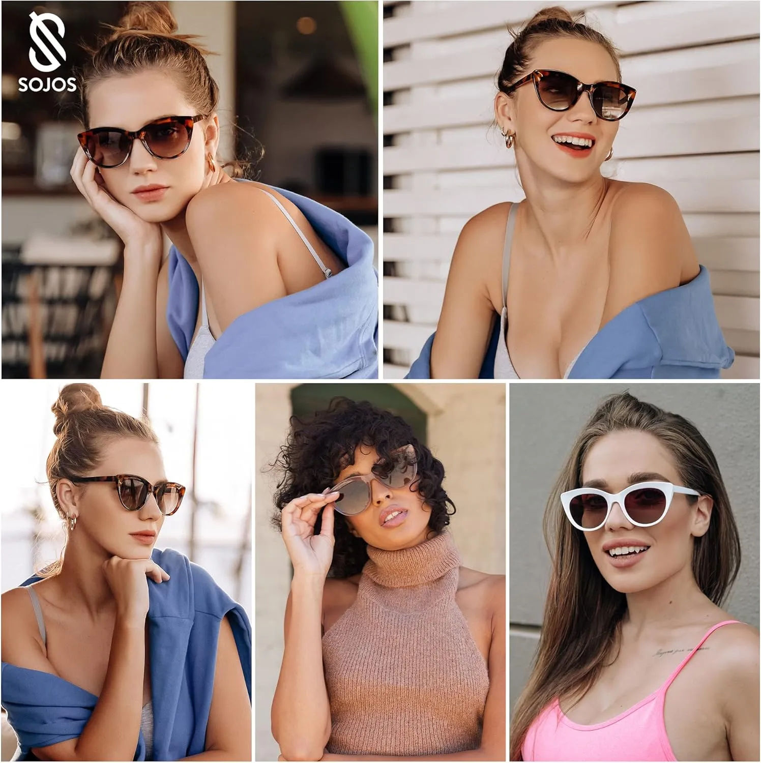 SOJOS Trendy Polarized Sunglasses for Women,Retro Cat Eye Womens Sun Glasses SJ2221