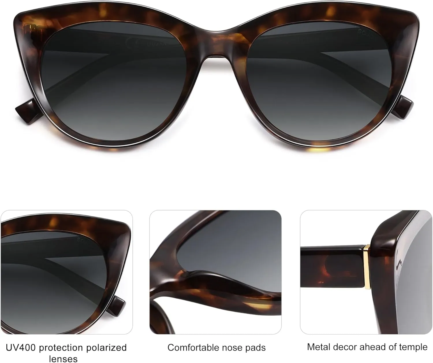SOJOS Trendy Polarized Sunglasses for Women,Retro Cat Eye Womens Sun Glasses SJ2221