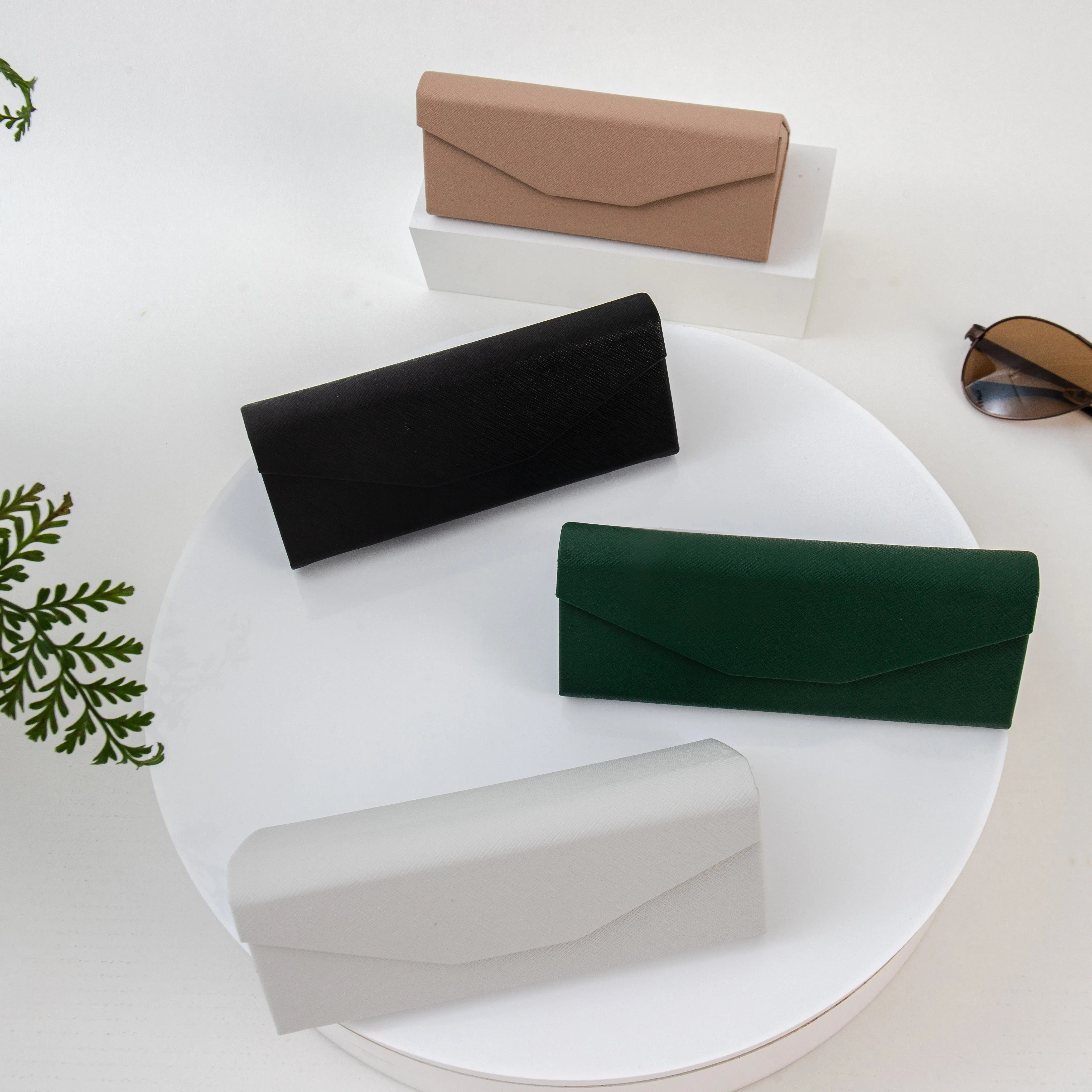 Solid Color Glasses Case - Vegan Leather Magic Folding Hard Shell Case