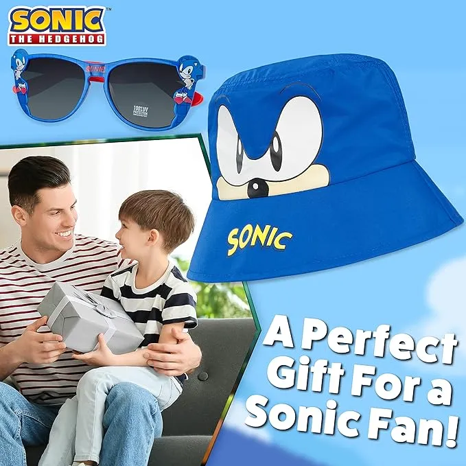 Sonic The Hedgehog Bucket Hat Summer Accessories Set Gamer Boys Hat Kids Boys Sonic Gifts for Boys Blue