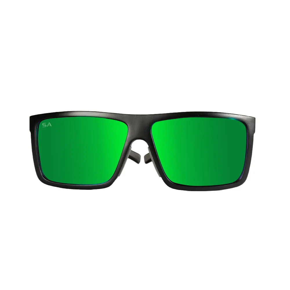 Sport Sunglasses | Matte Black | Green Mirror