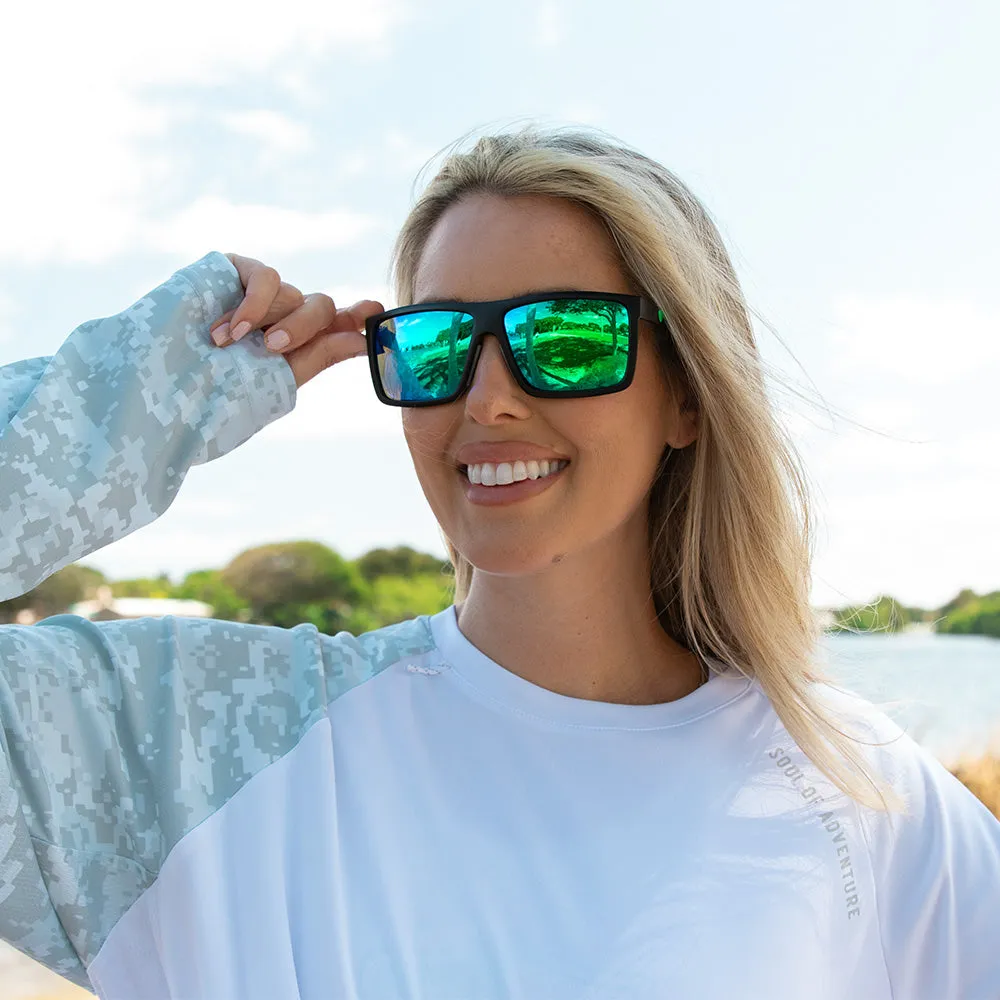 Sport Sunglasses | Matte Black | Green Mirror