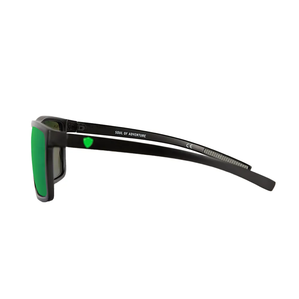 Sport Sunglasses | Matte Black | Green Mirror