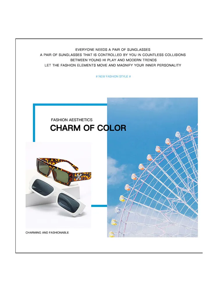 Square Frame Fashion Uv400 Leopard Gradient Sunglasses