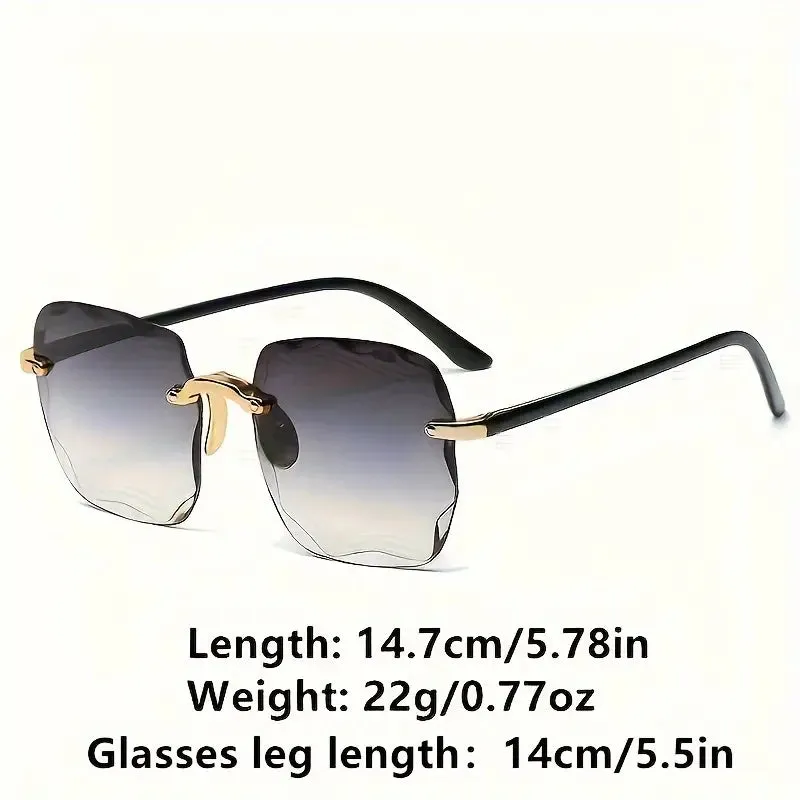 Square Rimless Summer Gradient Sun Shade Glasses