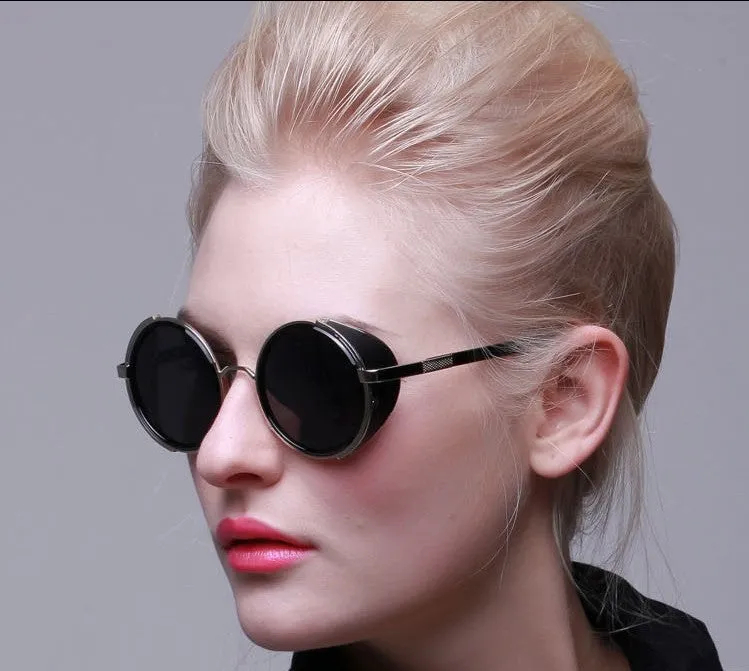 Steampunk Retro Coating mens vintage round Sunglasses Men women brand designer